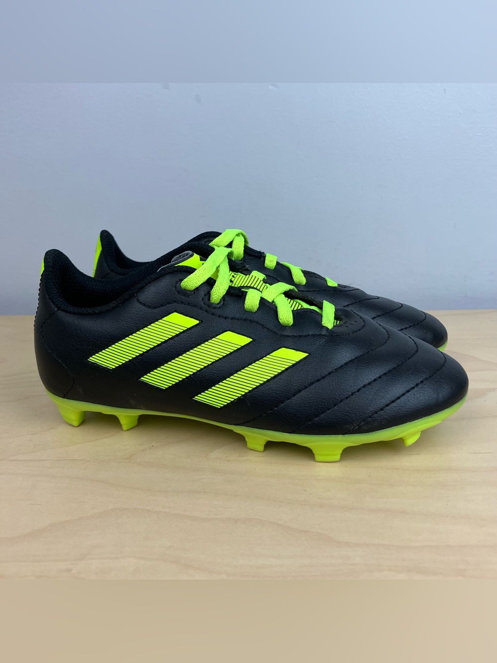Adidas Kids Size 1.0 Goletto VIII FG Soccer Cleats Black Volt Green Unisex. In g